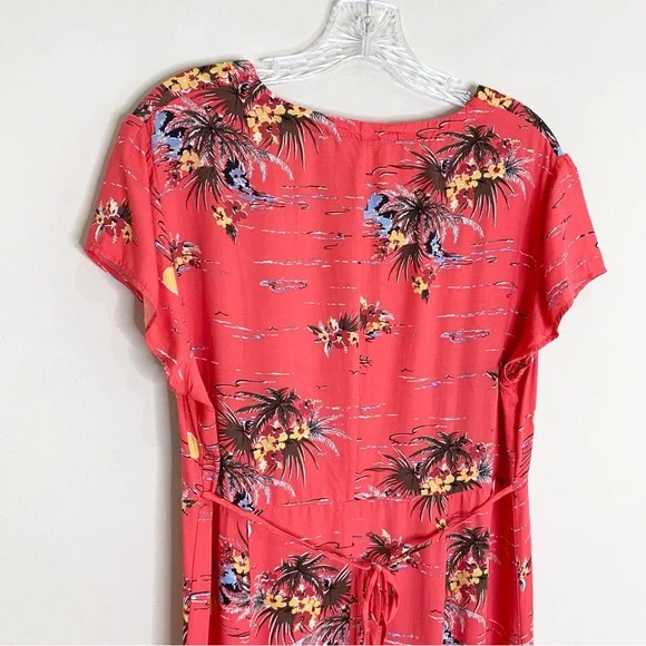 Reformation Denise Midi Dress (Sz XL) Button Down Tencel Red Fiji Print - Picture 10 of 15